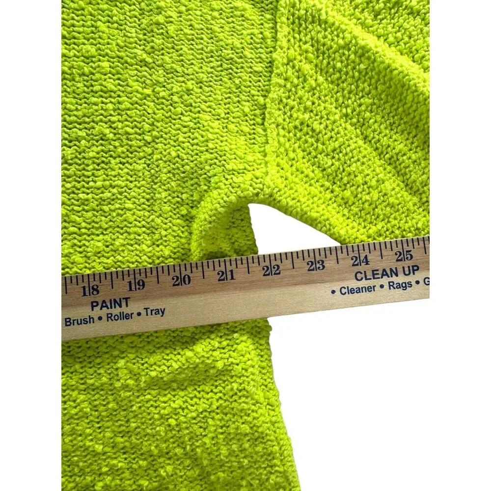 Pilcro Boucle Knit Neon Green V-Neck Sweater Womens Medium Cotton Slouchy